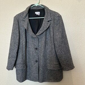 A Pea In The Pod Maternity Blazer Suit Jacket Black Grey Size Large Vintage USA‎